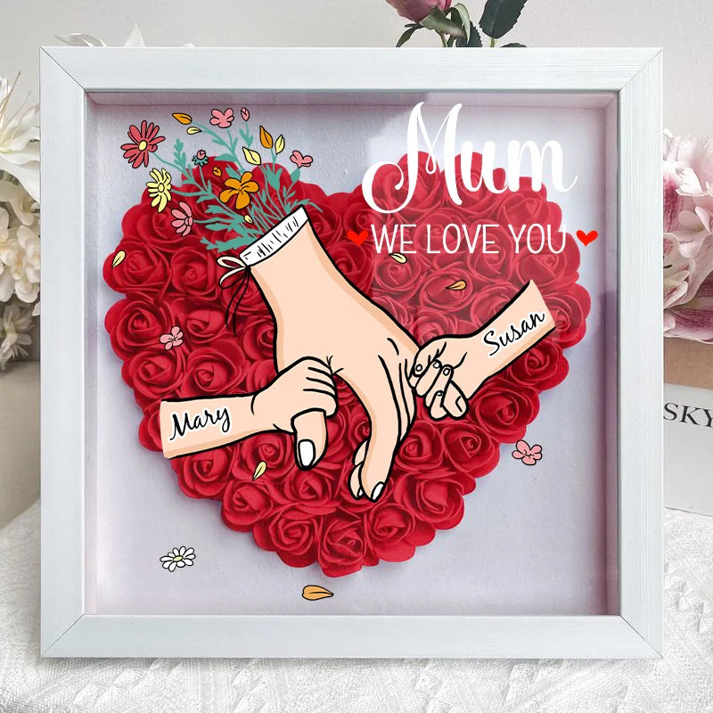 Family Love Blooms Forever – Personalised Mum & Grandma Flower Shadow Box with Names