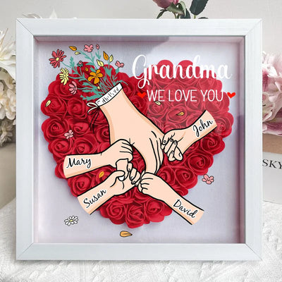Family Love Blooms Forever – Personalised Mum & Grandma Flower Shadow Box with Names
