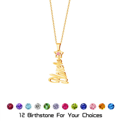 Christmas gift Christmas tree name necklace