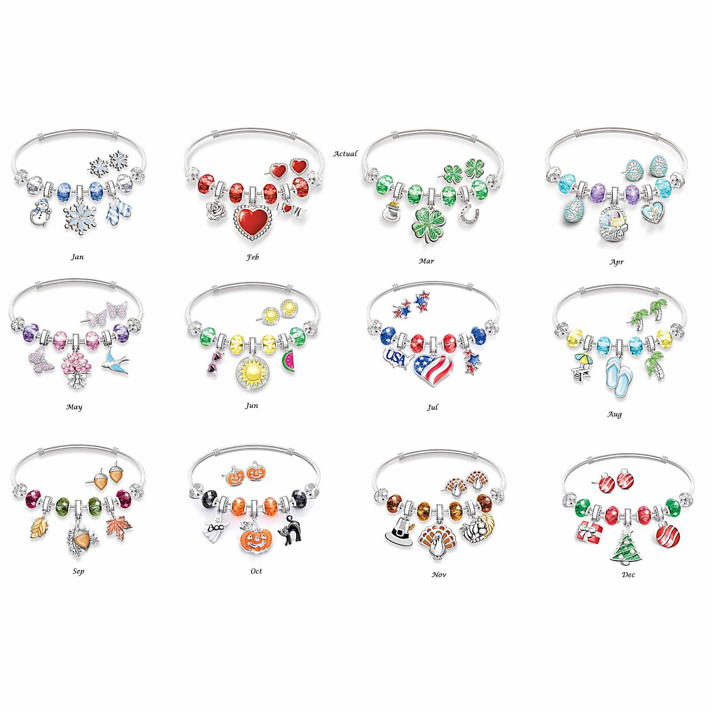 Holiday Charm Bracelet Collection With Collector's Box