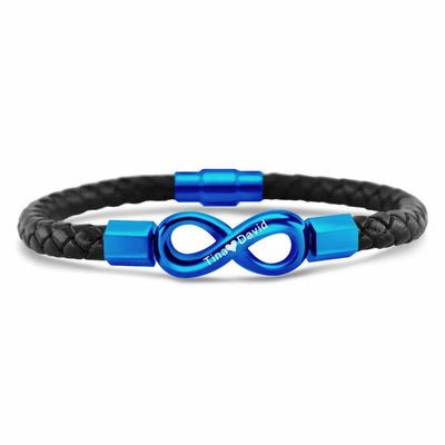 For Husband - Personalized 2 Names Infinity Leather Bracelet