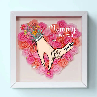 Family Love Blooms Forever – Personalised Mum & Grandma Flower Shadow Box with Names