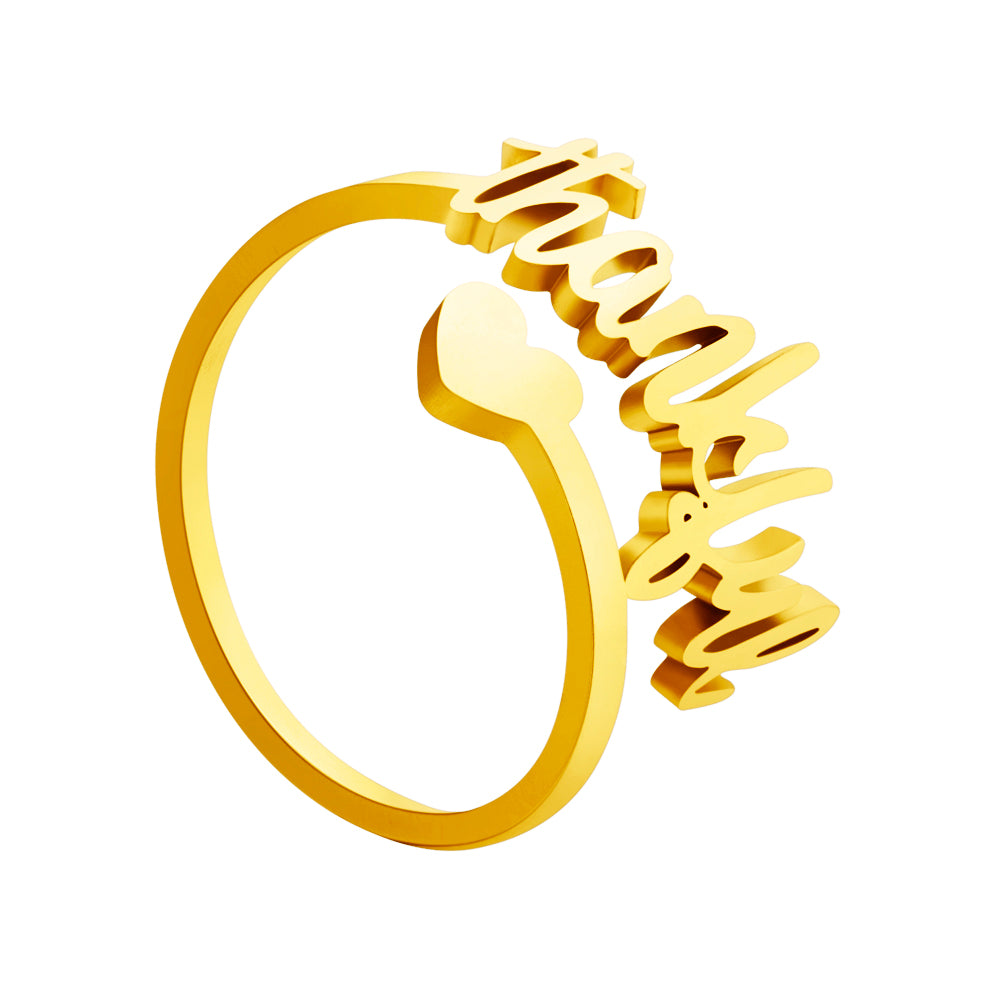 Christmas Gift Personalized Single Name Heart Ring
