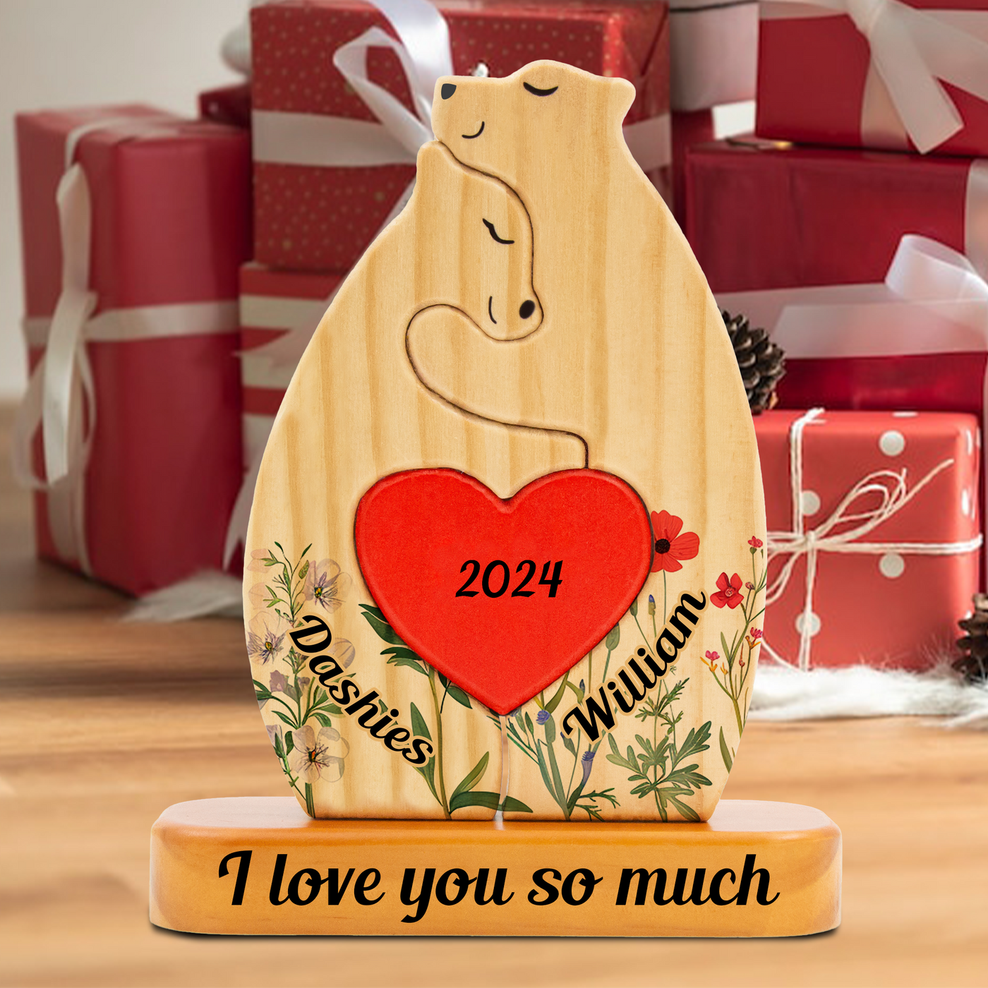 Wooden Bear Family Puzzle Bear Name - Family Keepsake Gift - Gift for Mother's Day, Thanksgiving, Christmas