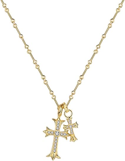 Zircon Double Cross Necklace