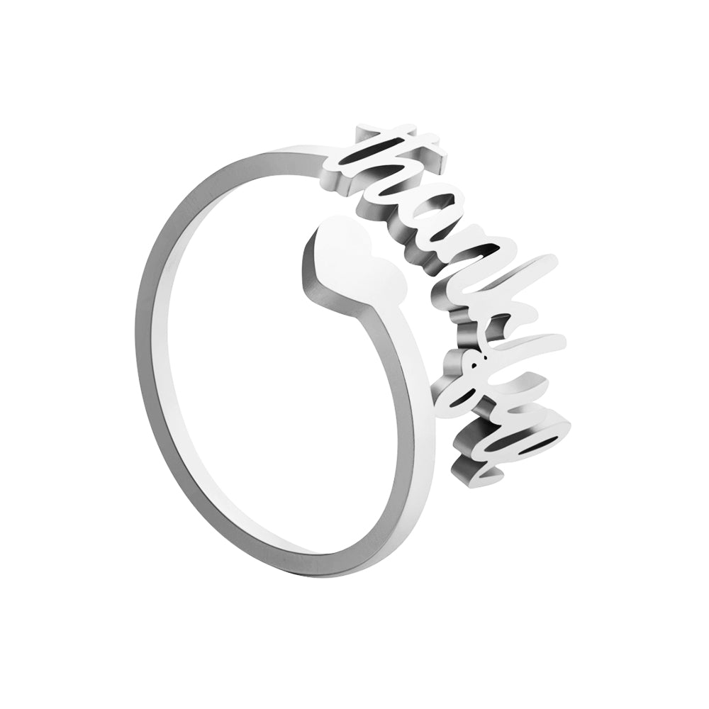 Christmas Gift Personalized Single Name Heart Ring
