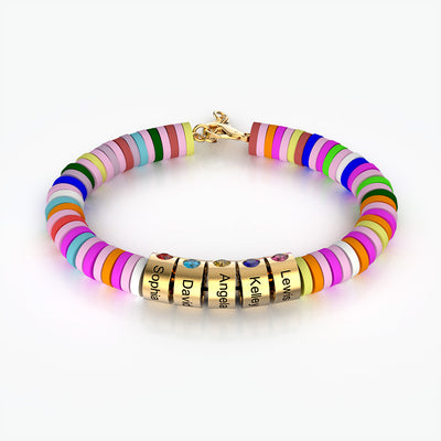 Gear Rainbow Personalized Bead Bracelet