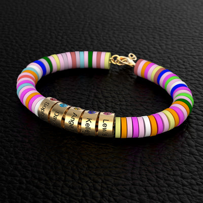 Gear Rainbow Personalized Bead Bracelet