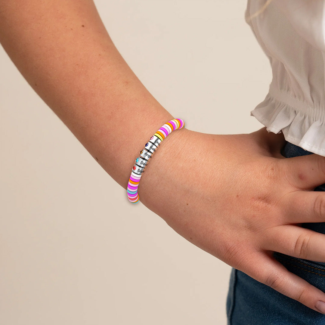 Gear Rainbow Personalized Bead Bracelet