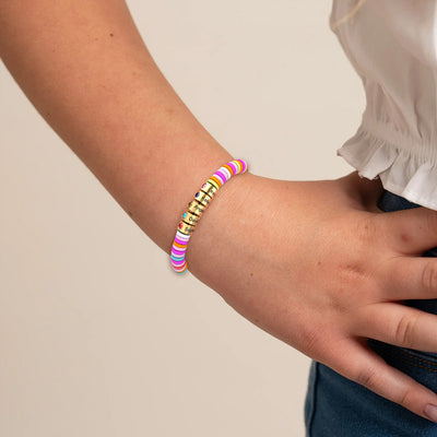 Gear Rainbow Personalized Bead Bracelet