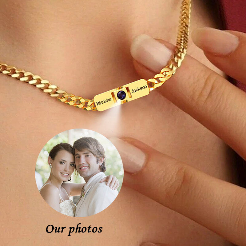 Personalized Couple Folding Projection Necklace