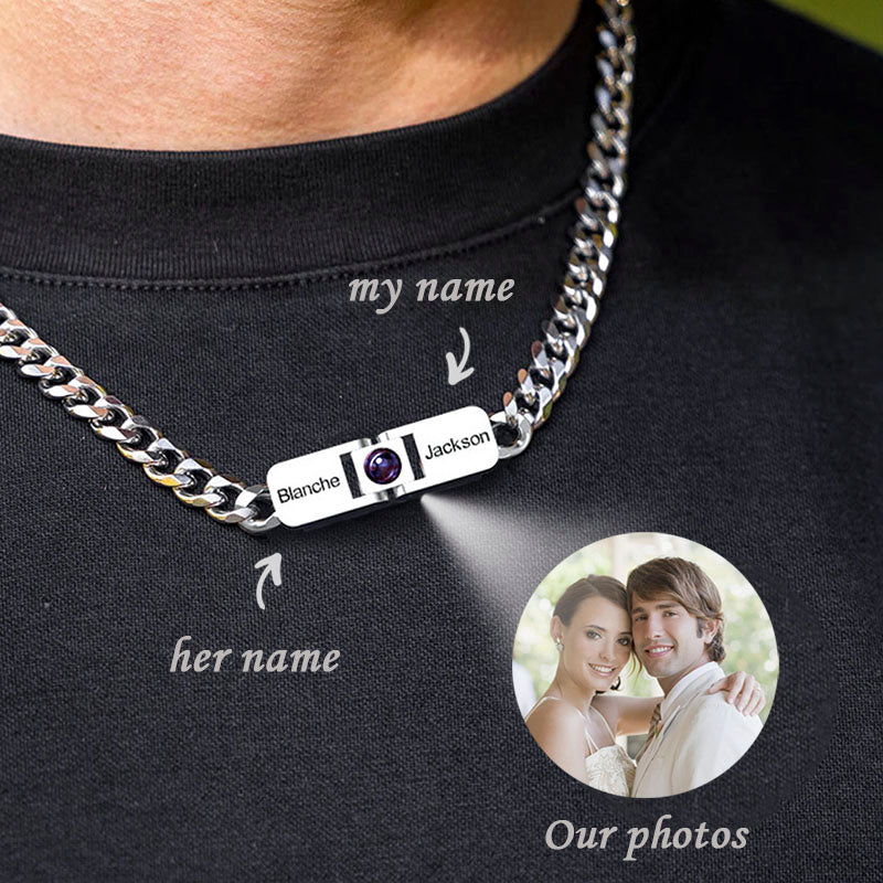 Personalized Couple Folding Projection Necklace