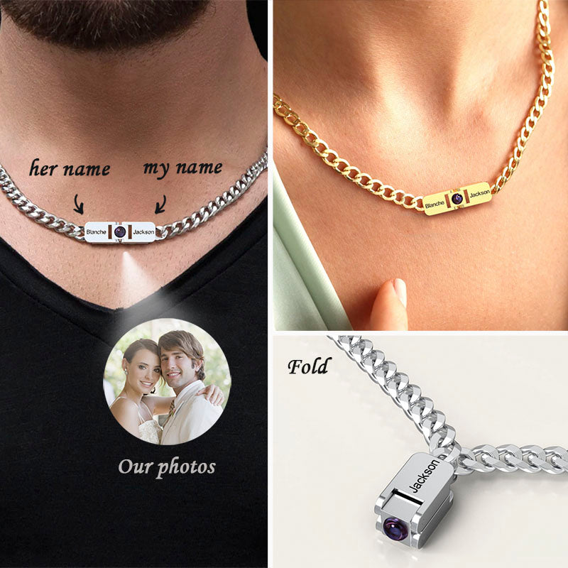 Personalized Couple Folding Projection Necklace