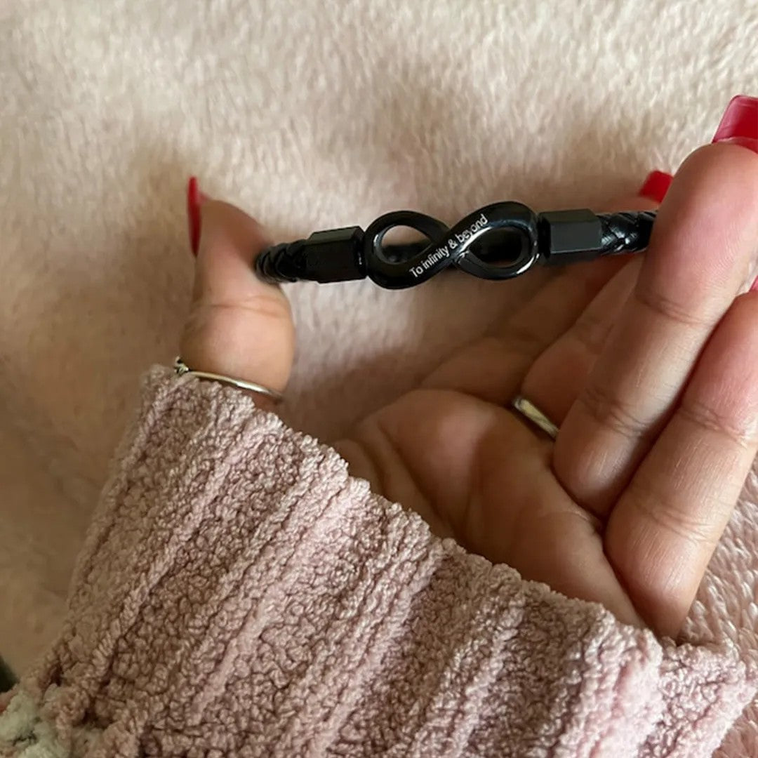For Husband - Personalized 2 Names Infinity Leather Bracelet