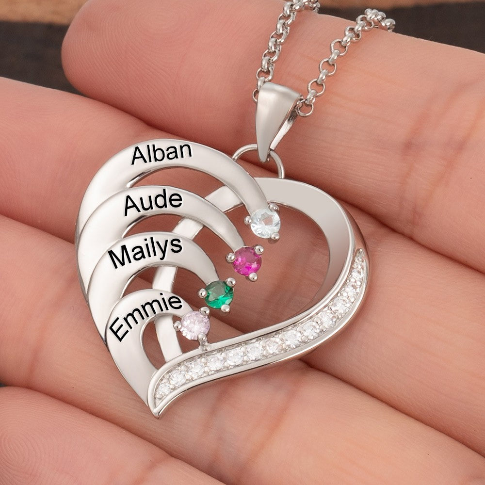 Personalized Name and Birthstone Necklace with Names for Mom