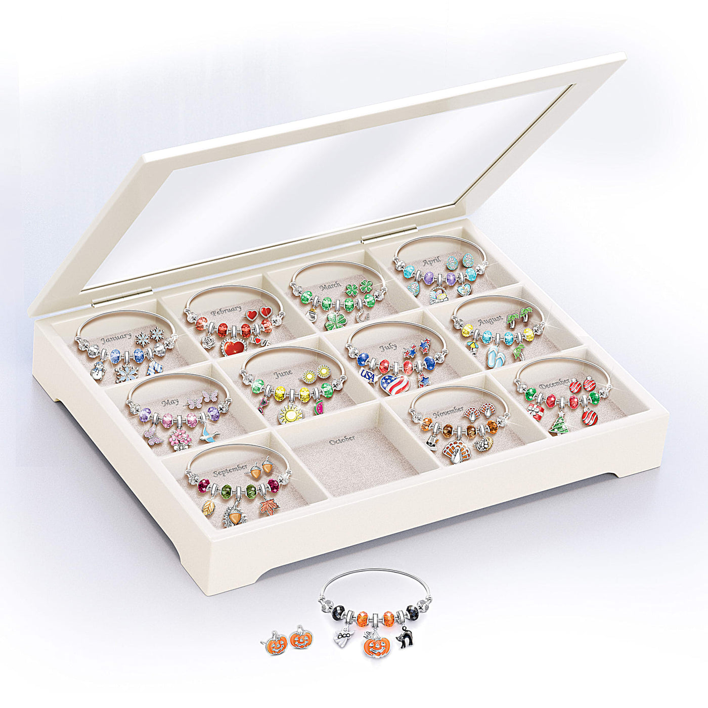 Holiday Charm Bracelet Collection With Collector's Box