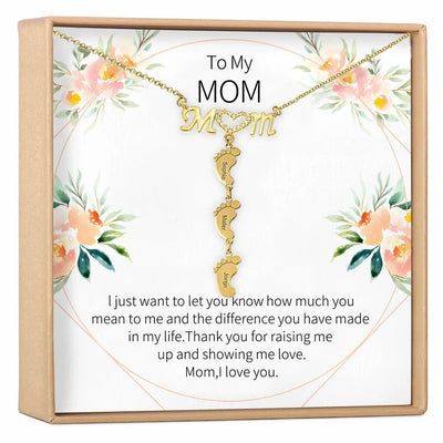 Christmas Gift Personalised Heart Crystal Mom Necklace With Baby Feet