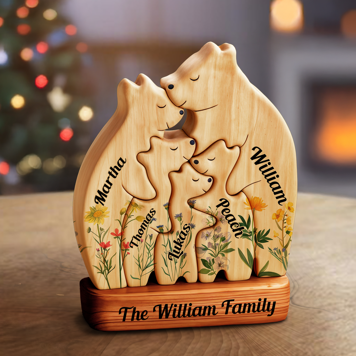 Wooden Bear Family Puzzle Bear Name - Family Keepsake Gift - Gift for Mother's Day, Thanksgiving, Christmas