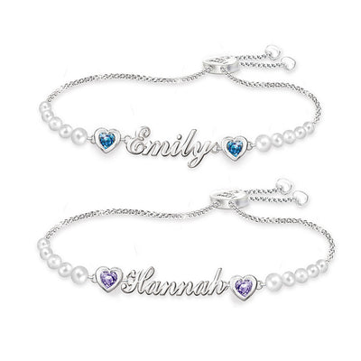 "My Treasured Granddaughter" Name And Birthstone Bracelet
