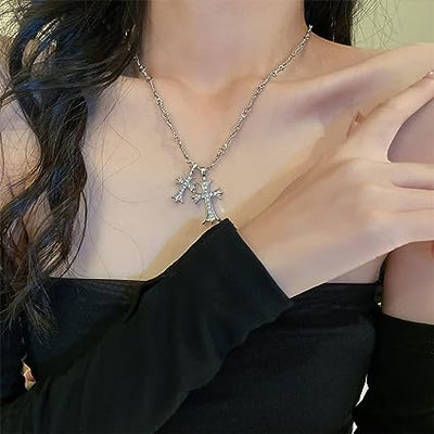 Zircon Double Cross Necklace