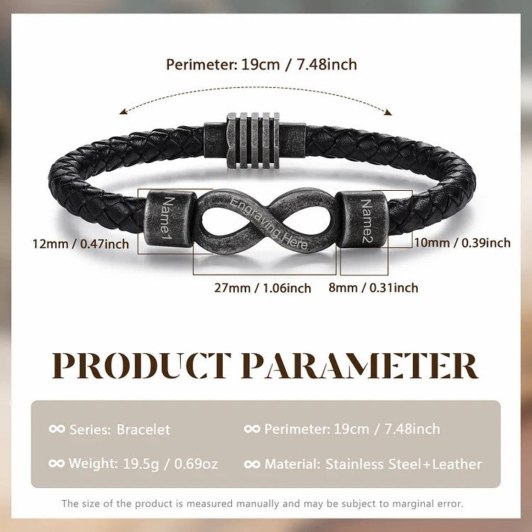 Valentine's Day Gift Personalized Men's Infinity Bracelet