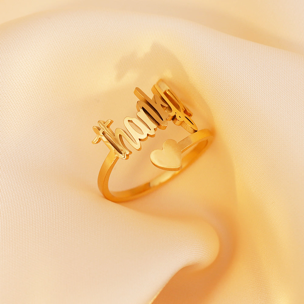 Christmas Gift Personalized Single Name Heart Ring