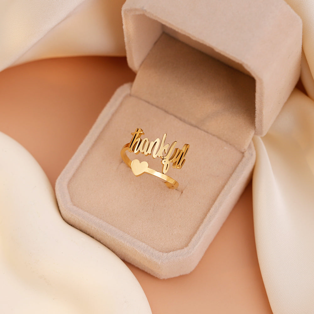 Christmas Gift Personalized Single Name Heart Ring