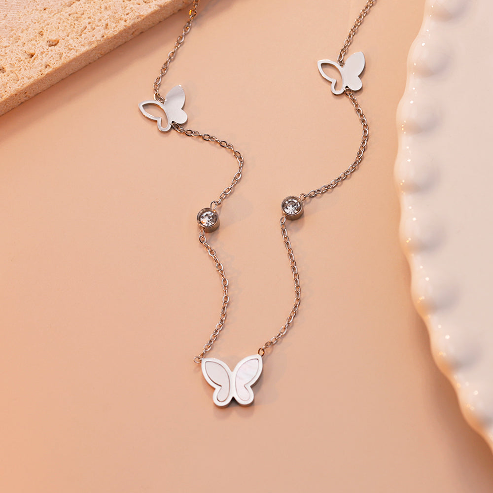 Butterfly Pearl Tassel Necklace