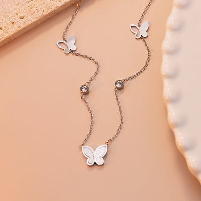 Butterfly Pearl Tassel Necklace