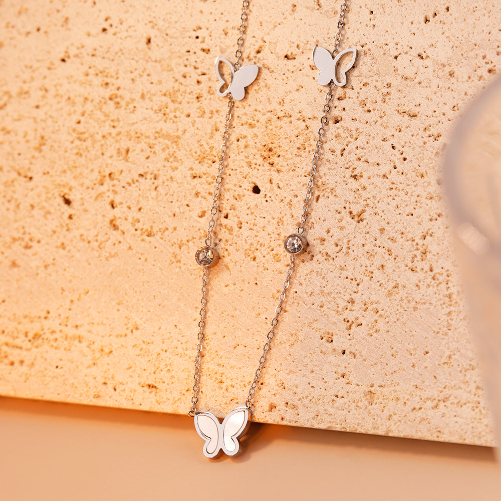 Butterfly Pearl Tassel Necklace