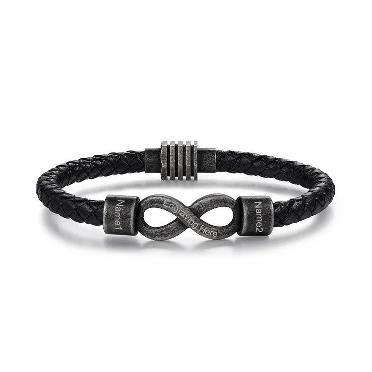 Valentine's Day Gift Personalized Men's Infinity Bracelet