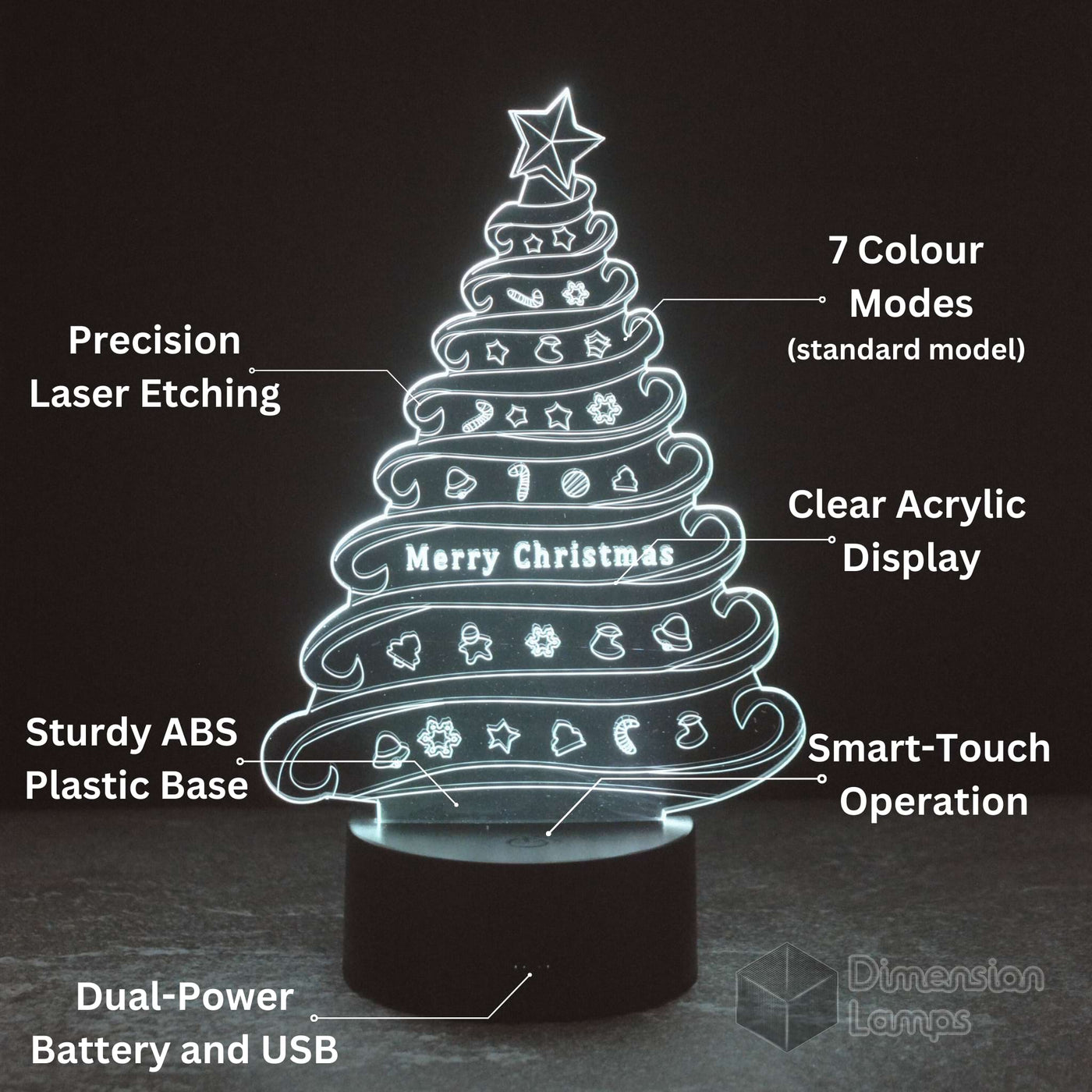 Christmas Swirl Tree 3D Lamp