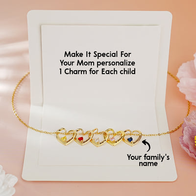 Mother's Day Gift Personalized Heart Name Birthstone Necklace For Mom Grandma