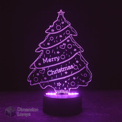 Merry Christmas Tree 3D Lamp