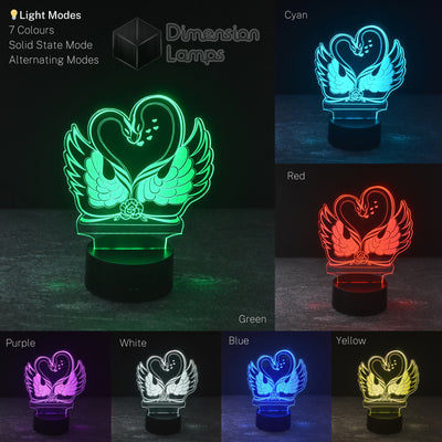 Swan Kiss 3D Lamp