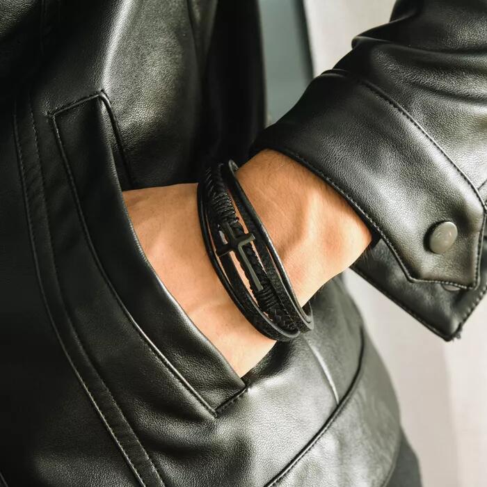 To My Son Pray Through It Leather Cross Bracelet