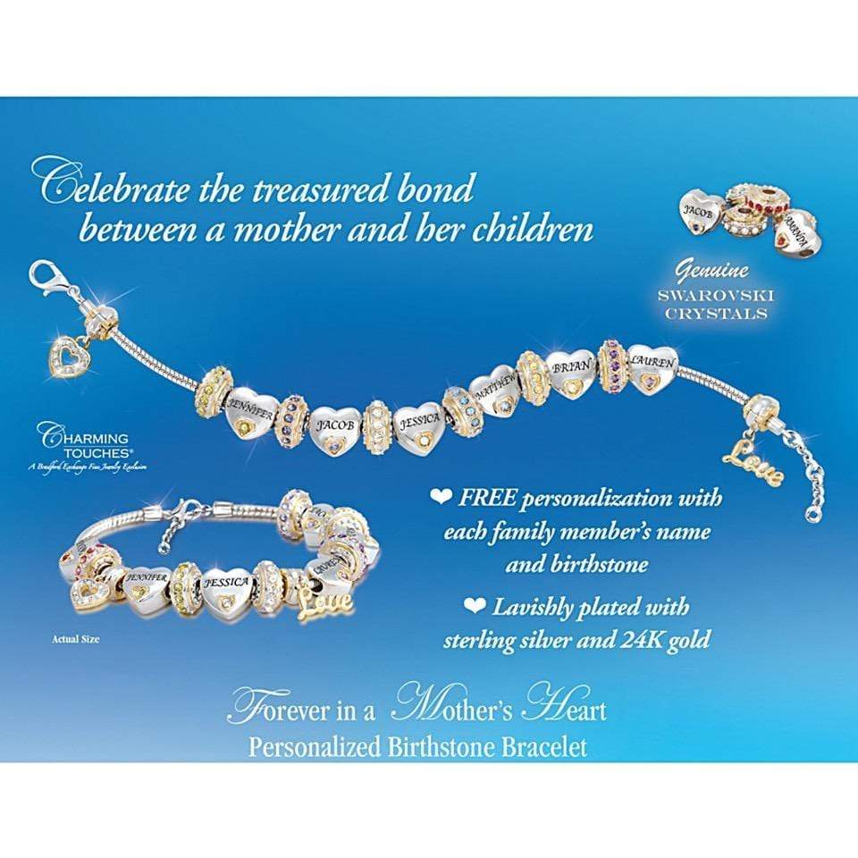 Mother's Day Gift Forever In A Mother's Heart Personalized Birthstone Bracelet