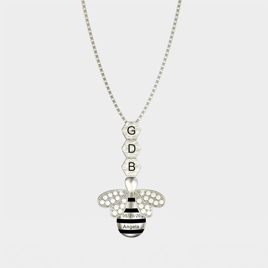 Mother's Day Gift "Save The Bees" Personalised Honeycomb Necklace With Bee Charm