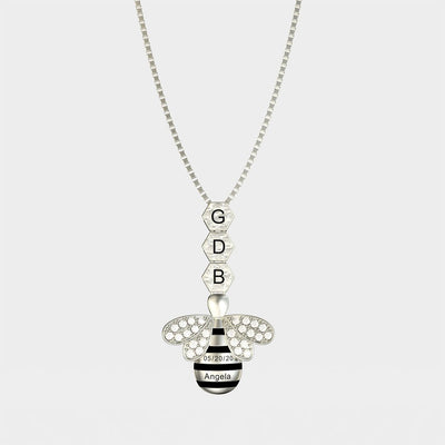 Mother's Day Gift "Save The Bees" Personalised Honeycomb Necklace With Bee Charm