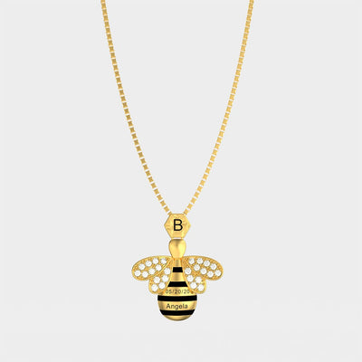 Mother's Day Gift "Save The Bees" Personalised Honeycomb Necklace With Bee Charm