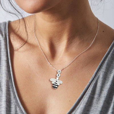 Mother's Day Gift "Save The Bees" Personalised Honeycomb Necklace With Bee Charm