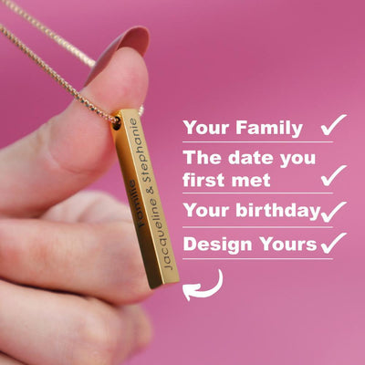 Mother's Day Gift Personalized Engraved 3D Bar Necklace