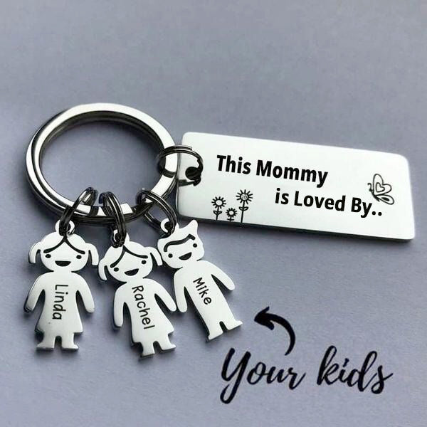 Mother's Day Gift Customized Family Kids Charm Keychain