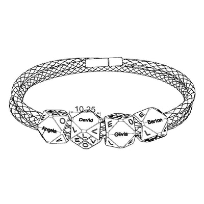 Father's Day Gift Men's Braided Leather Bracelet With Polyhedral Custom Beads