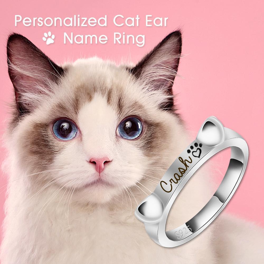 Mother's Day Gift Engraved Ear & Bone Shaped Pet Ring