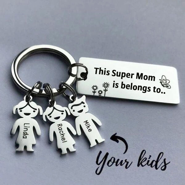 Mother's Day Gift Customized Family Kids Charm Keychain