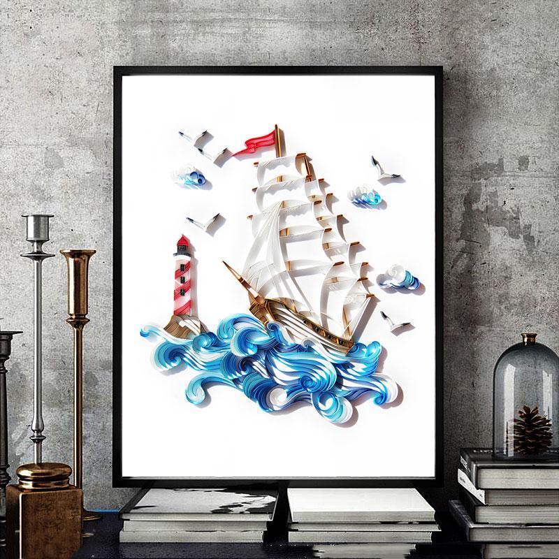 Paper Filigree painting Kit - Sailboat