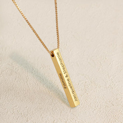 Mother's Day Gift Personalized Engraved 3D Bar Necklace