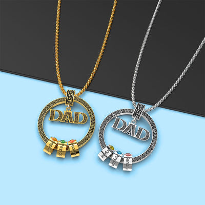 Father's Day Gift Personalized Circle Pendant with Custom Beads Birthstone Pendant Necklace