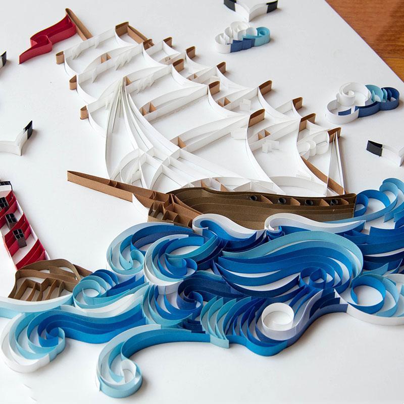 Paper Filigree painting Kit - Sailboat
